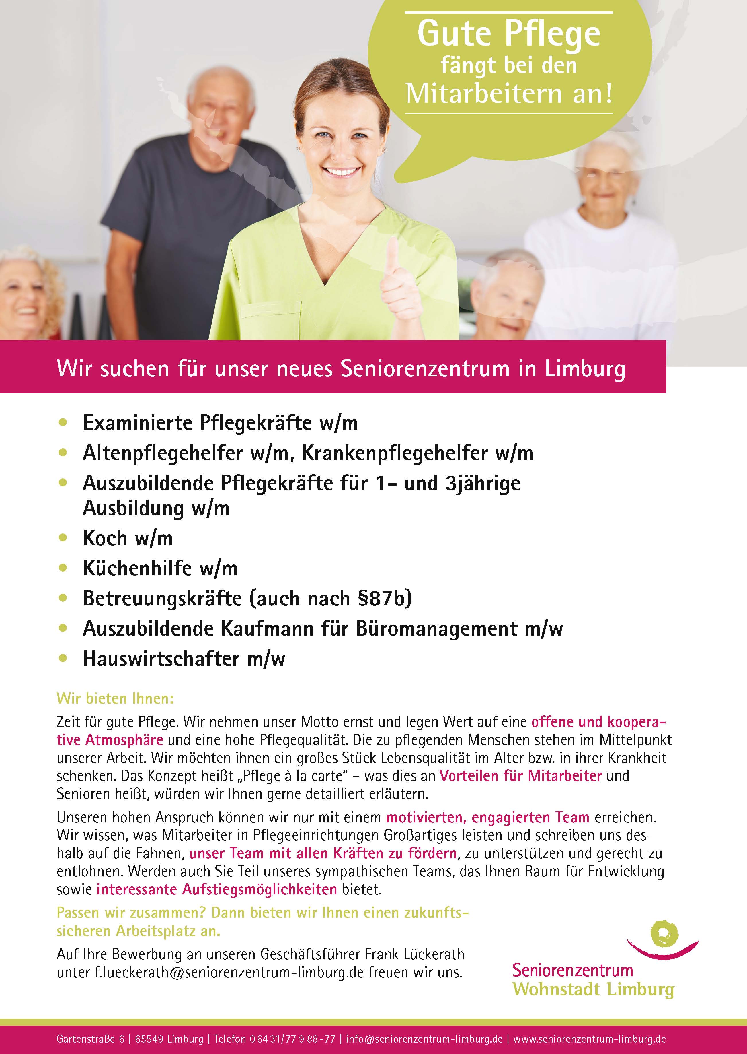 Stellenangebote Seniorzentrum Wohnstadt Limburg